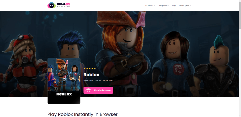 Browser to play roblox now.gg